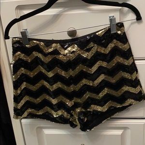 NWT Sequin gold / black shorts